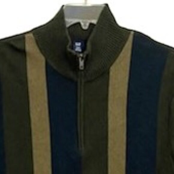 Gap Sweater Men's XXXL Pullover 1/4 Zip 100% Cotton Big & Tall Vertical Stripes - Picture 2 of 5
